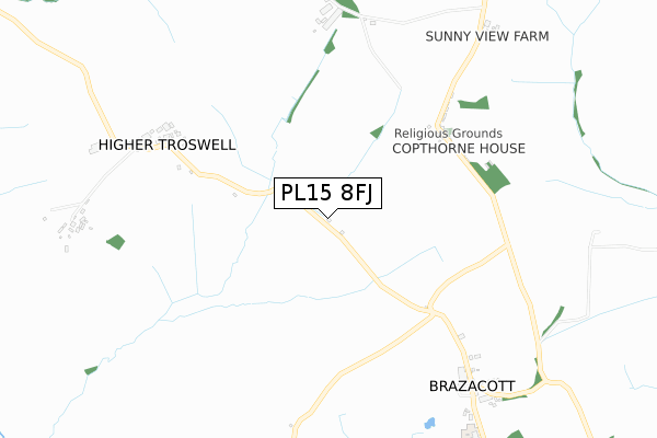 PL15 8FJ map - small scale - OS Open Zoomstack (Ordnance Survey)