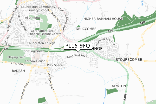 PL15 9FQ map - small scale - OS Open Zoomstack (Ordnance Survey)