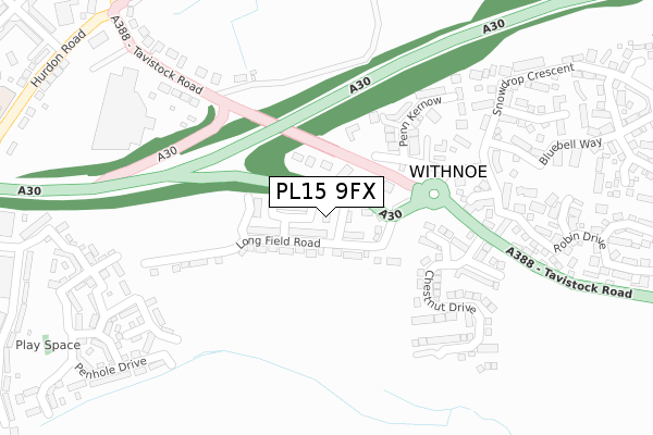 PL15 9FX map - large scale - OS Open Zoomstack (Ordnance Survey)