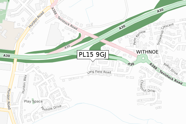 PL15 9GJ map - large scale - OS Open Zoomstack (Ordnance Survey)