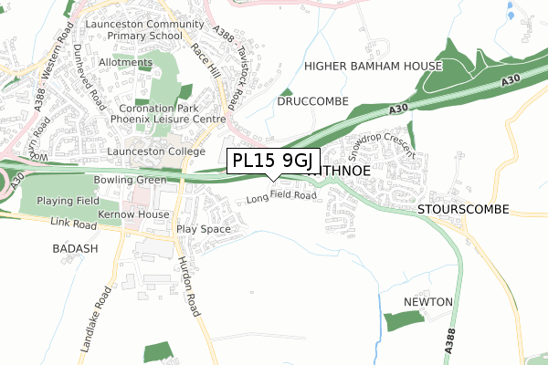 PL15 9GJ map - small scale - OS Open Zoomstack (Ordnance Survey)