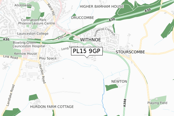 PL15 9GP map - small scale - OS Open Zoomstack (Ordnance Survey)