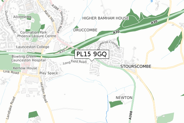 PL15 9GQ map - small scale - OS Open Zoomstack (Ordnance Survey)