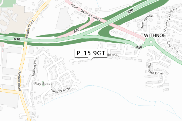 PL15 9GT map - large scale - OS Open Zoomstack (Ordnance Survey)