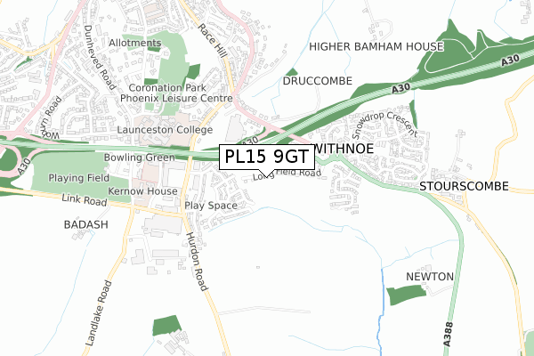 PL15 9GT map - small scale - OS Open Zoomstack (Ordnance Survey)