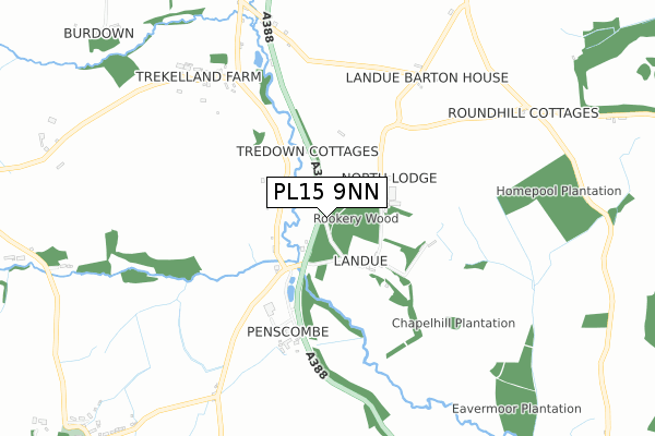 PL15 9NN map - small scale - OS Open Zoomstack (Ordnance Survey)