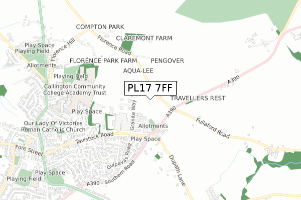 PL17 7FF map - small scale - OS Open Zoomstack (Ordnance Survey)