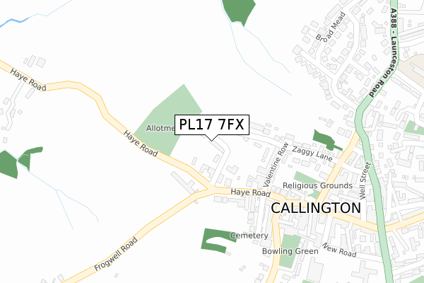 PL17 7FX map - large scale - OS Open Zoomstack (Ordnance Survey)