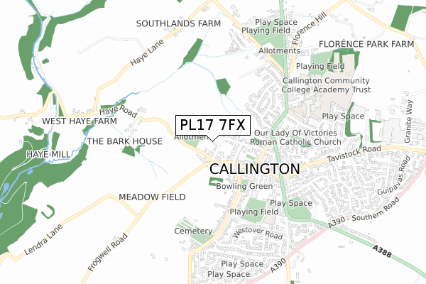 PL17 7FX map - small scale - OS Open Zoomstack (Ordnance Survey)