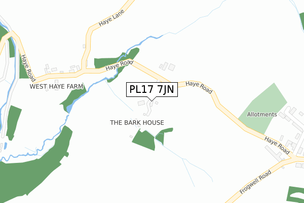 PL17 7JN map - large scale - OS Open Zoomstack (Ordnance Survey)