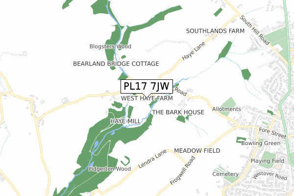 PL17 7JW map - small scale - OS Open Zoomstack (Ordnance Survey)