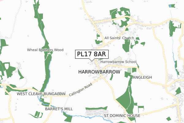 PL17 8AR map - small scale - OS Open Zoomstack (Ordnance Survey)