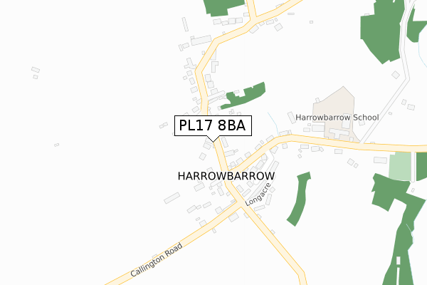 PL17 8BA map - large scale - OS Open Zoomstack (Ordnance Survey)