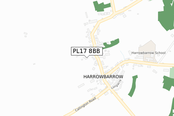 PL17 8BB map - large scale - OS Open Zoomstack (Ordnance Survey)