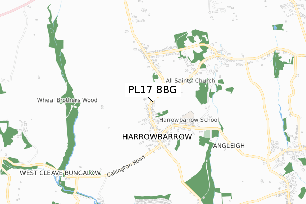 PL17 8BG map - small scale - OS Open Zoomstack (Ordnance Survey)