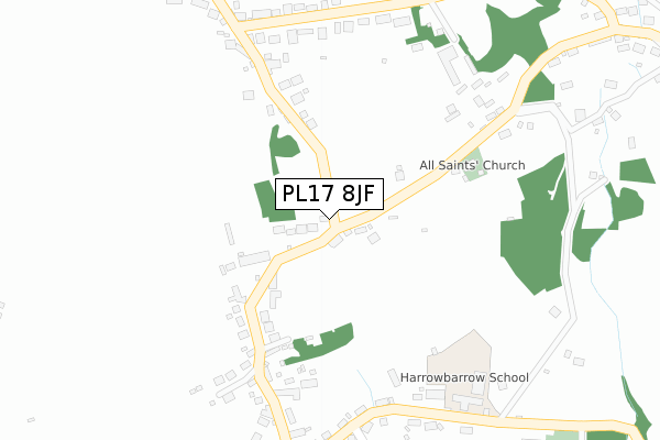 PL17 8JF map - large scale - OS Open Zoomstack (Ordnance Survey)