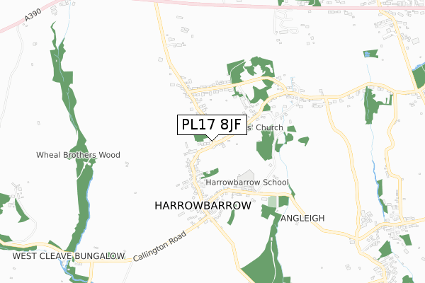 PL17 8JF map - small scale - OS Open Zoomstack (Ordnance Survey)