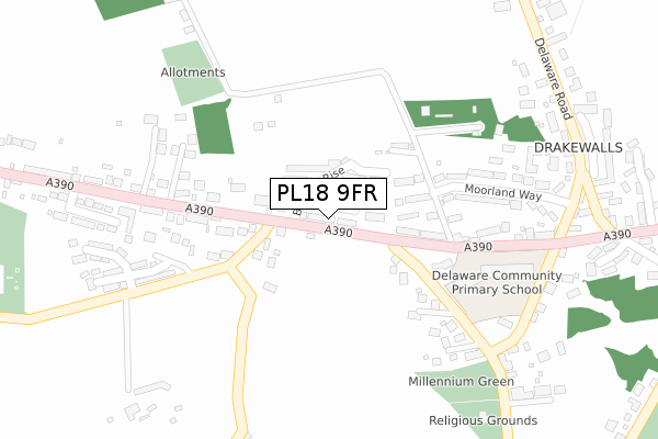 PL18 9FR map - large scale - OS Open Zoomstack (Ordnance Survey)