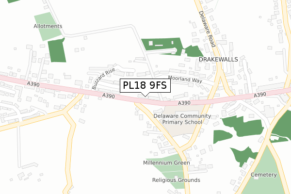 PL18 9FS map - large scale - OS Open Zoomstack (Ordnance Survey)