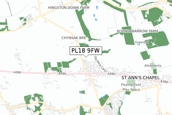 PL18 9FW map - small scale - OS Open Zoomstack (Ordnance Survey)