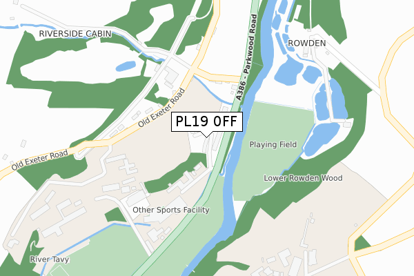 PL19 0FF map - large scale - OS Open Zoomstack (Ordnance Survey)