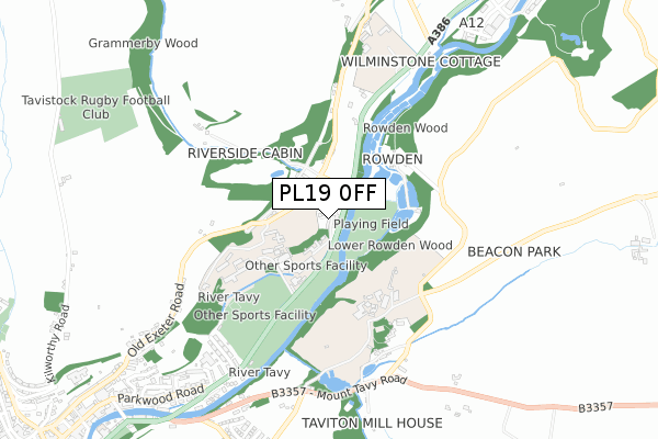 PL19 0FF map - small scale - OS Open Zoomstack (Ordnance Survey)