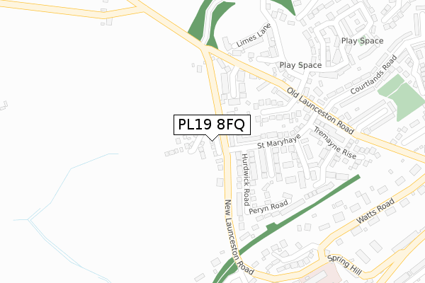 PL19 8FQ map - large scale - OS Open Zoomstack (Ordnance Survey)