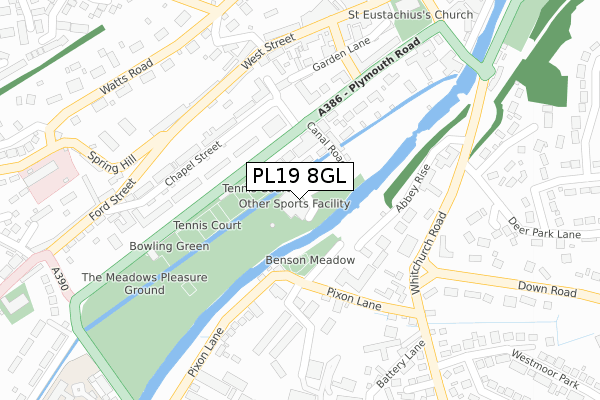 PL19 8GL map - large scale - OS Open Zoomstack (Ordnance Survey)