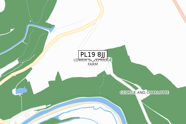 PL19 8JJ map - large scale - OS Open Zoomstack (Ordnance Survey)