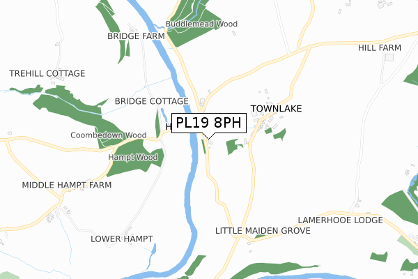 PL19 8PH map - small scale - OS Open Zoomstack (Ordnance Survey)