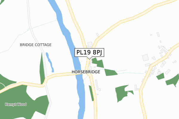 PL19 8PJ map - large scale - OS Open Zoomstack (Ordnance Survey)