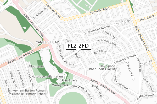 PL2 2FD map - large scale - OS Open Zoomstack (Ordnance Survey)