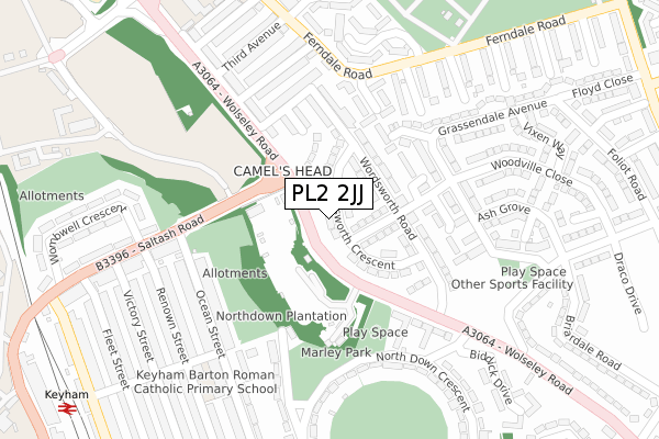 PL2 2JJ map - large scale - OS Open Zoomstack (Ordnance Survey)