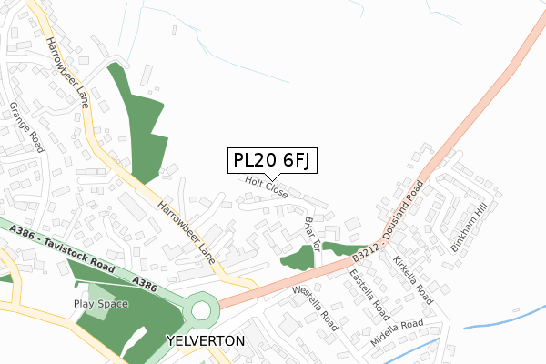 PL20 6FJ map - large scale - OS Open Zoomstack (Ordnance Survey)