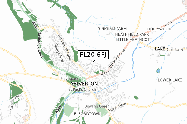 PL20 6FJ map - small scale - OS Open Zoomstack (Ordnance Survey)