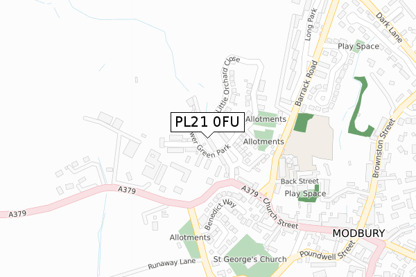 PL21 0FU map - large scale - OS Open Zoomstack (Ordnance Survey)