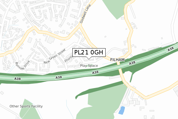 PL21 0GH map - large scale - OS Open Zoomstack (Ordnance Survey)