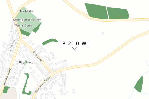 PL21 0LW map - large scale - OS Open Zoomstack (Ordnance Survey)