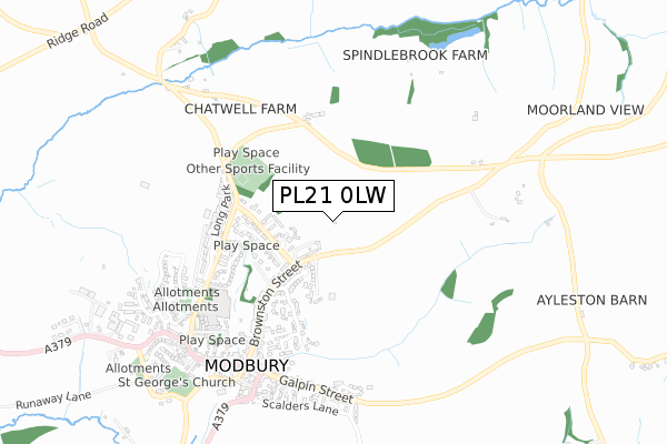 PL21 0LW map - small scale - OS Open Zoomstack (Ordnance Survey)