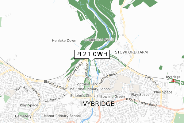 PL21 0WH map - small scale - OS Open Zoomstack (Ordnance Survey)