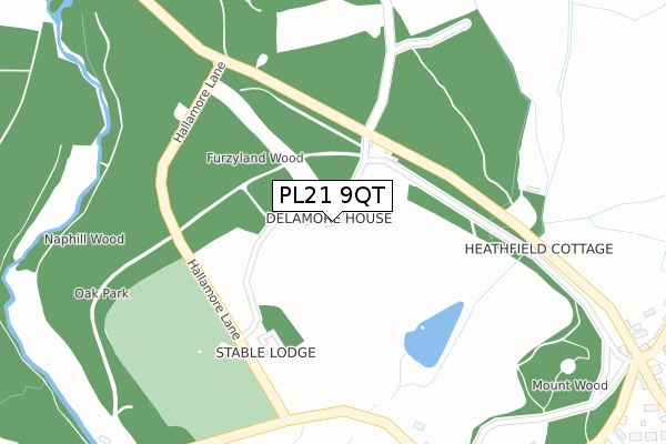 PL21 9QT map - large scale - OS Open Zoomstack (Ordnance Survey)