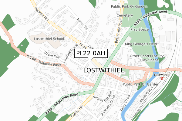 PL22 0AH map - large scale - OS Open Zoomstack (Ordnance Survey)