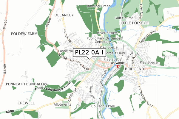 PL22 0AH map - small scale - OS Open Zoomstack (Ordnance Survey)