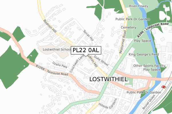 PL22 0AL map - large scale - OS Open Zoomstack (Ordnance Survey)