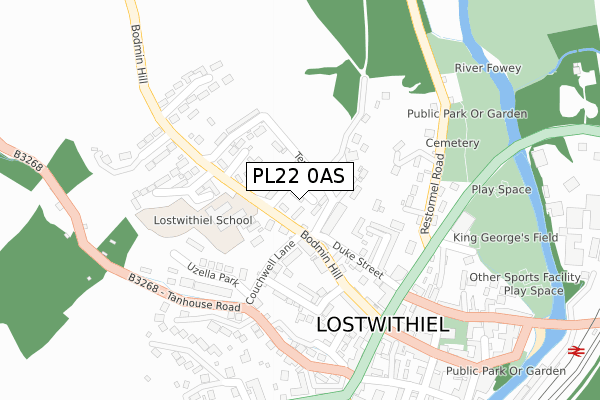 PL22 0AS map - large scale - OS Open Zoomstack (Ordnance Survey)