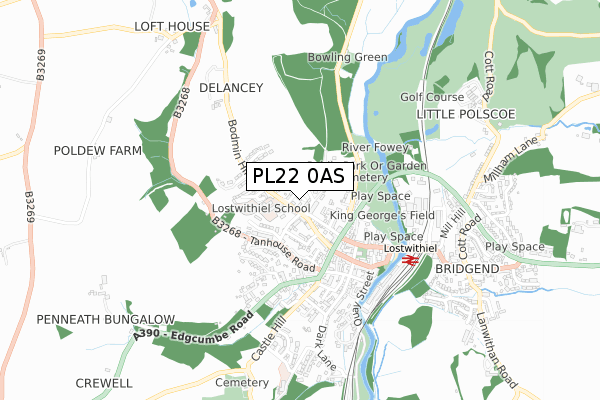 PL22 0AS map - small scale - OS Open Zoomstack (Ordnance Survey)