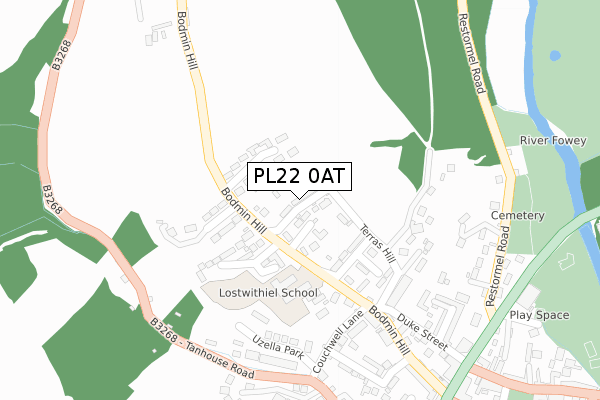 PL22 0AT map - large scale - OS Open Zoomstack (Ordnance Survey)