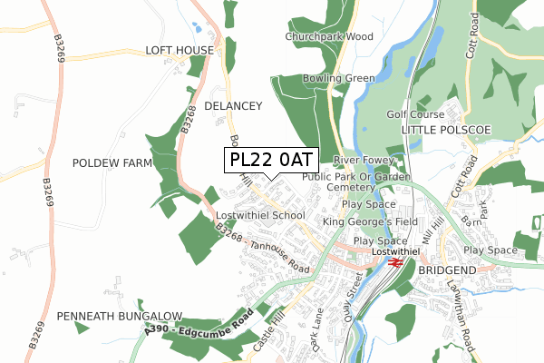 PL22 0AT map - small scale - OS Open Zoomstack (Ordnance Survey)