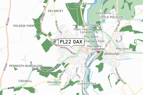 PL22 0AX map - small scale - OS Open Zoomstack (Ordnance Survey)