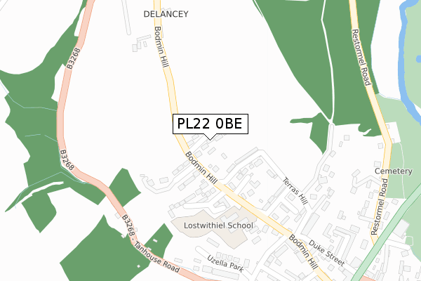 PL22 0BE map - large scale - OS Open Zoomstack (Ordnance Survey)